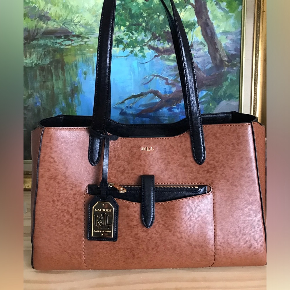 Lauren Ralph Lauren Davenport Brown/Black Tote Bag